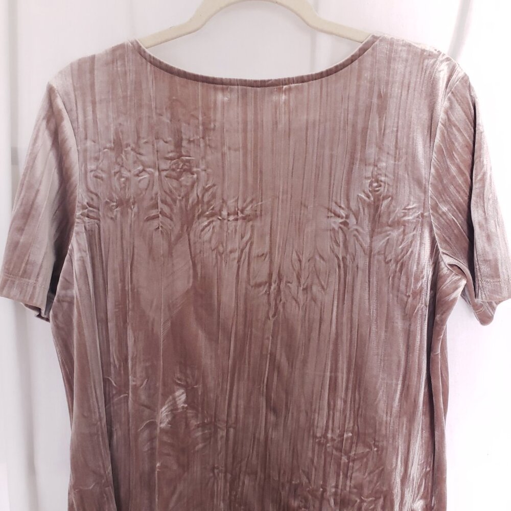 Spirit Of Grace Dusty Rose Shiny Velvet Short Sleeve Thick Sleepwear Dress S - Picture 11 of 12